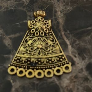 Pendant ornate brass 2” great on cord or leather velvet neckwire etc